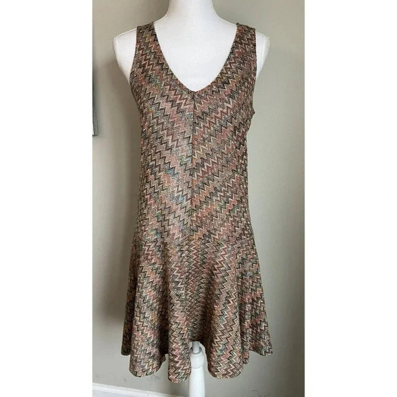 Maeve Dress Zig Zag Knit Pink Olive Green Small S - Picture 1 of 4